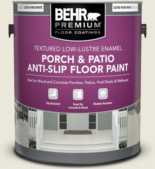 BEHR PREMIUM 1 gal. #BXC-32 Picket Fence White Textured Low-Lustre Enamel Interior/Exterior Porch and Patio Anti-Slip Floor Paint