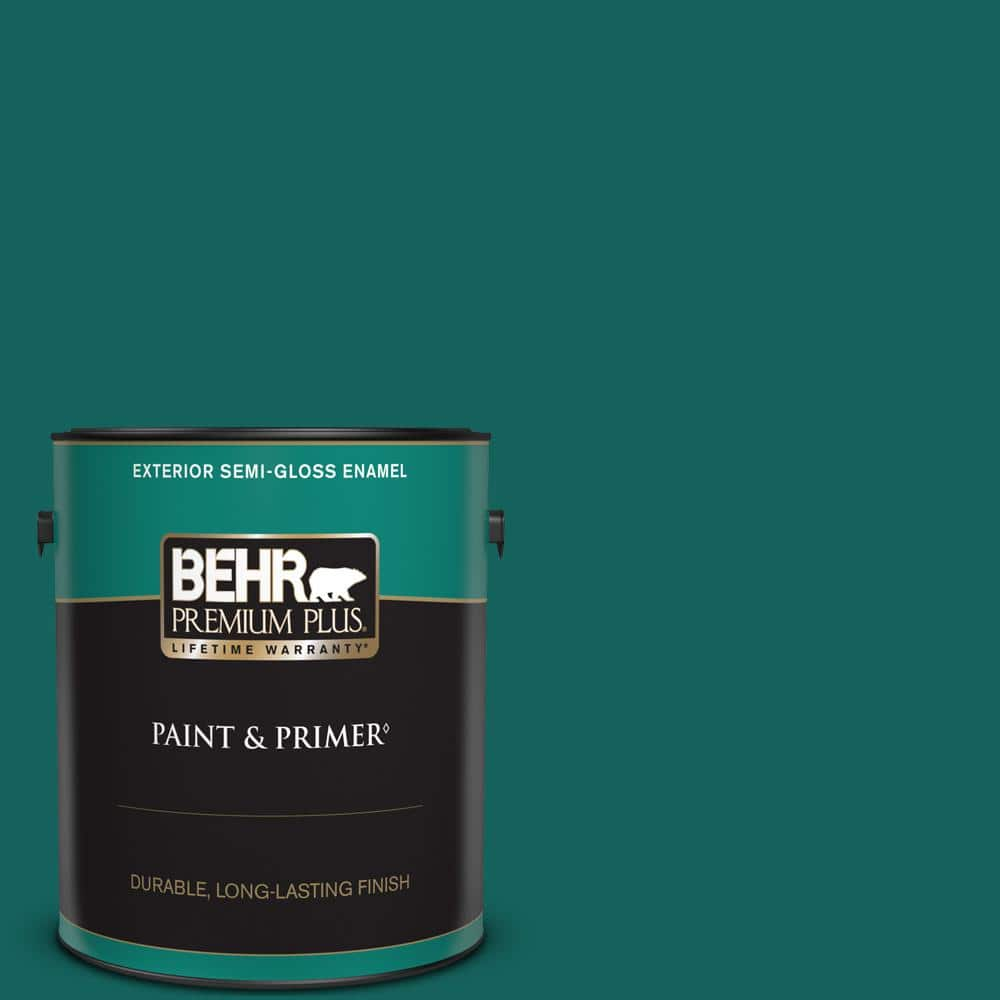 BEHR PREMIUM PLUS 1 gal. #S-H-490 Billiard Table Semi-Gloss Enamel Exterior Paint & Primer