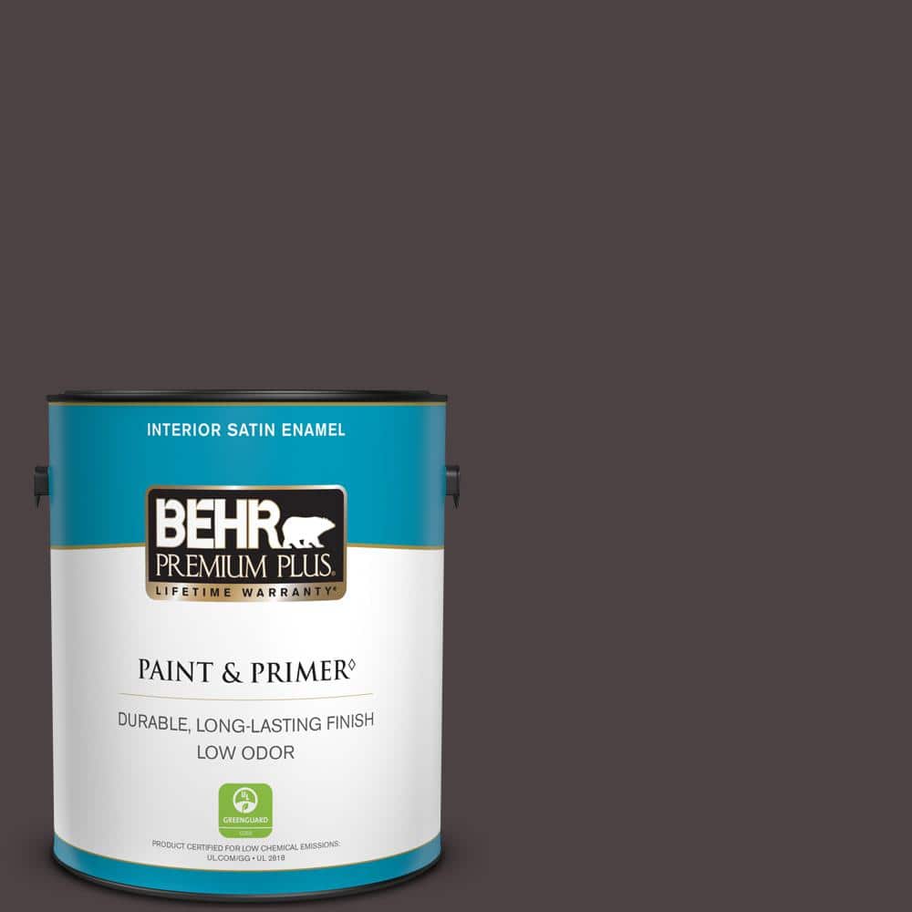 BEHR PREMIUM PLUS 1 gal. Home Decorators Collection #HDC-AC-26 Sarsaparilla Satin Enamel Low Odor Interior Paint & Primer