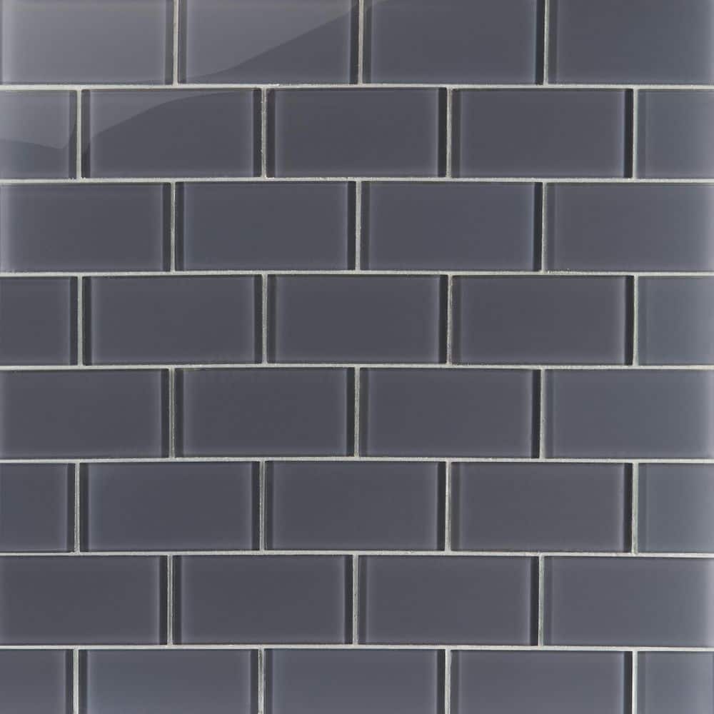 Ivy Hill Tile Contempo Smoke Gray 3 in. x 6 in. x 8 mm Polished Glass Subway Tile (32 pcs 4 sq.ft./Case)