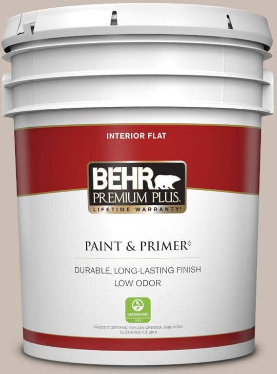 BEHR PREMIUM PLUS 5 gal. #N180-3 Race Track Flat Low Odor Interior Paint & Primer