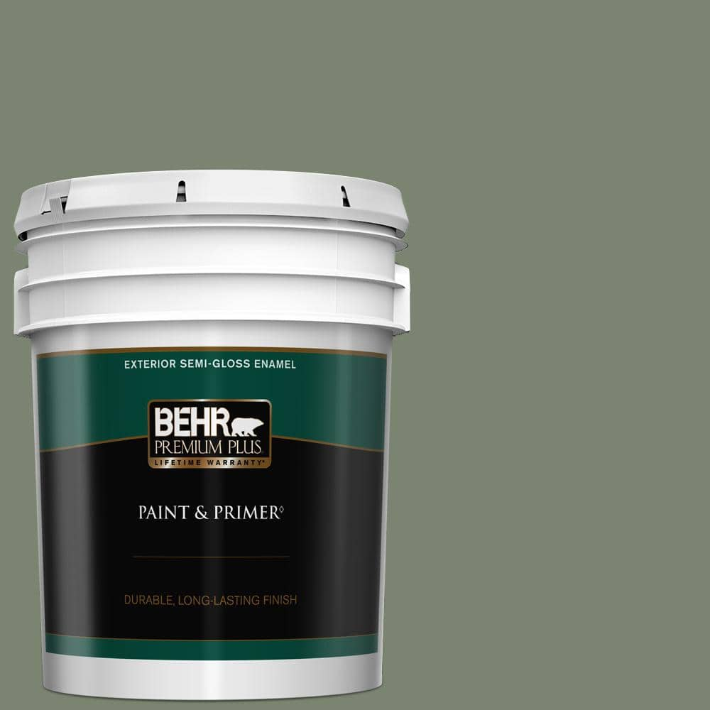 BEHR PREMIUM PLUS 5 gal. #PPU11-18 Cactus Garden Semi-Gloss Enamel Exterior Paint & Primer