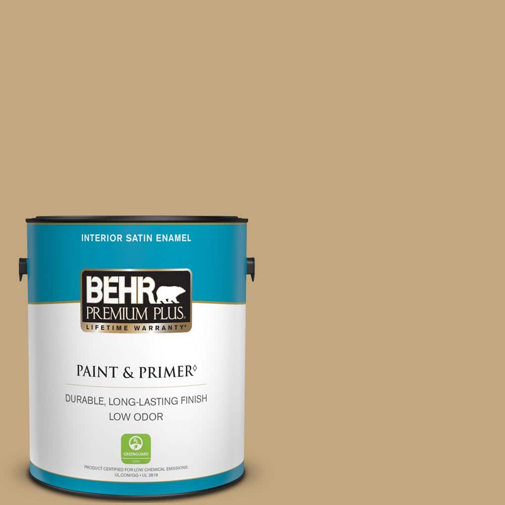 BEHR PREMIUM PLUS 1 gal. #N290-5 Pocket Watch Satin Enamel Low Odor Interior Paint & Primer