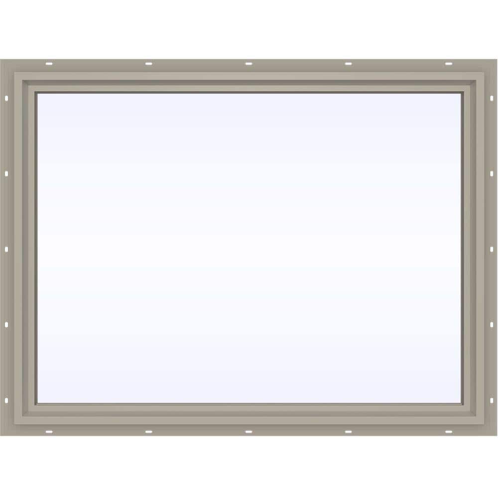 JELD-WEN 47.5 in. x 35.5 in. V-4500 Series Desert Sand Vinyl Picture Window w/ Low-E 366 Glass