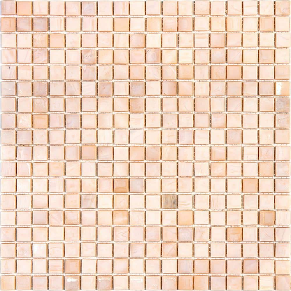 Apollo Tile Skosh 11.6 in. x 11.6 in. Glossy Shimmer Beige Glass Mosaic Wall and Floor Tile (18.69 sq. ft./case) (20-pack)