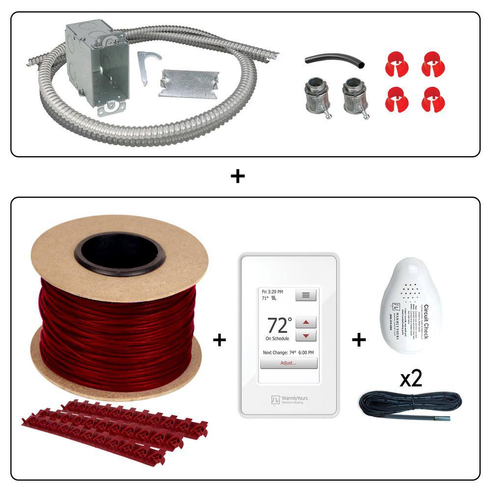 WarmlyYours TempZone 70 ft. Cable System with Touch Screen Thermostat and Electrical Rough In Kit (Covers 17.5 sq. ft.)