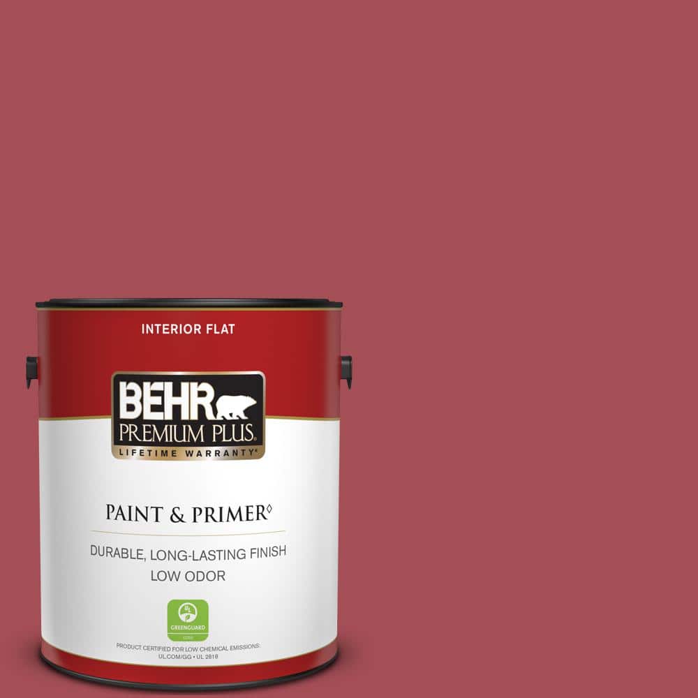 BEHR PREMIUM PLUS 1 gal. Home Decorators Collection #HDC-FL15-02 Cranberry Jam Flat Low Odor Interior Paint & Primer