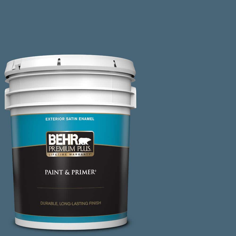 BEHR PREMIUM PLUS 5 gal. Home Decorators Collection #HDC-WR15-6 Winter Evening Satin Enamel Exterior Paint & Primer