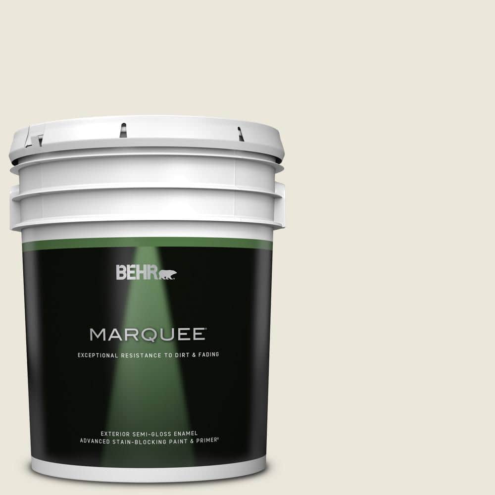 BEHR MARQUEE 5 gal. #BXC-32 Picket Fence White Semi-Gloss Enamel Exterior Paint & Primer