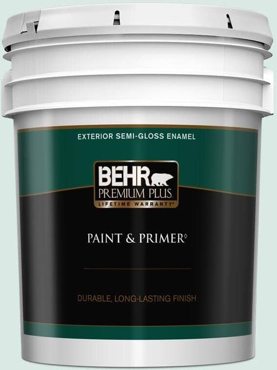 BEHR PREMIUM PLUS 5 gal. Home Decorators Collection #HDC-WR15-5 Arctic Flow Semi-Gloss Enamel Exterior Paint & Primer