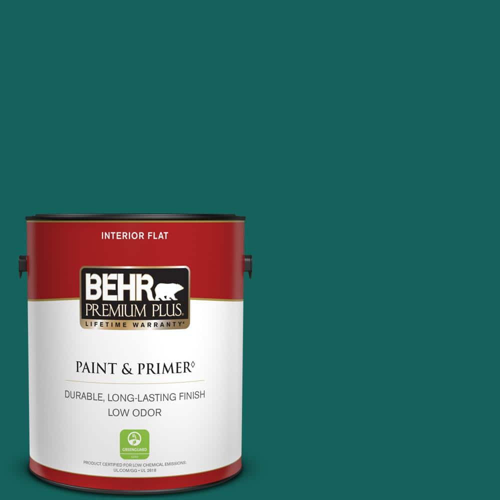 BEHR PREMIUM PLUS 1 gal. #S-H-490 Billiard Table Flat Low Odor Interior Paint & Primer