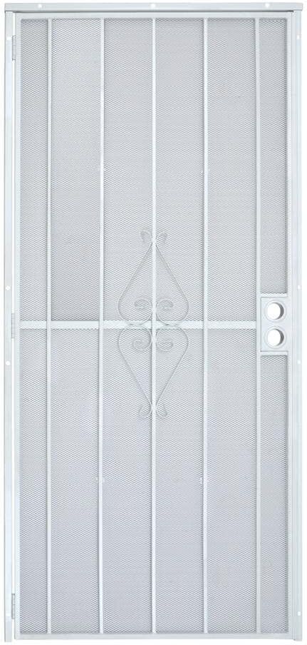 Grisham 34 in. x 80 in. 808 Series Protector White Surface Mount Steel Security Door with Expanded Steel Screen