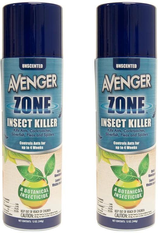 Avenger 12 oz. Zone Insect Killer with Natural Plant-Based Ingredients, Unscented, Indoor/Outdoor, Aerosol Spray Can(2-Pack)