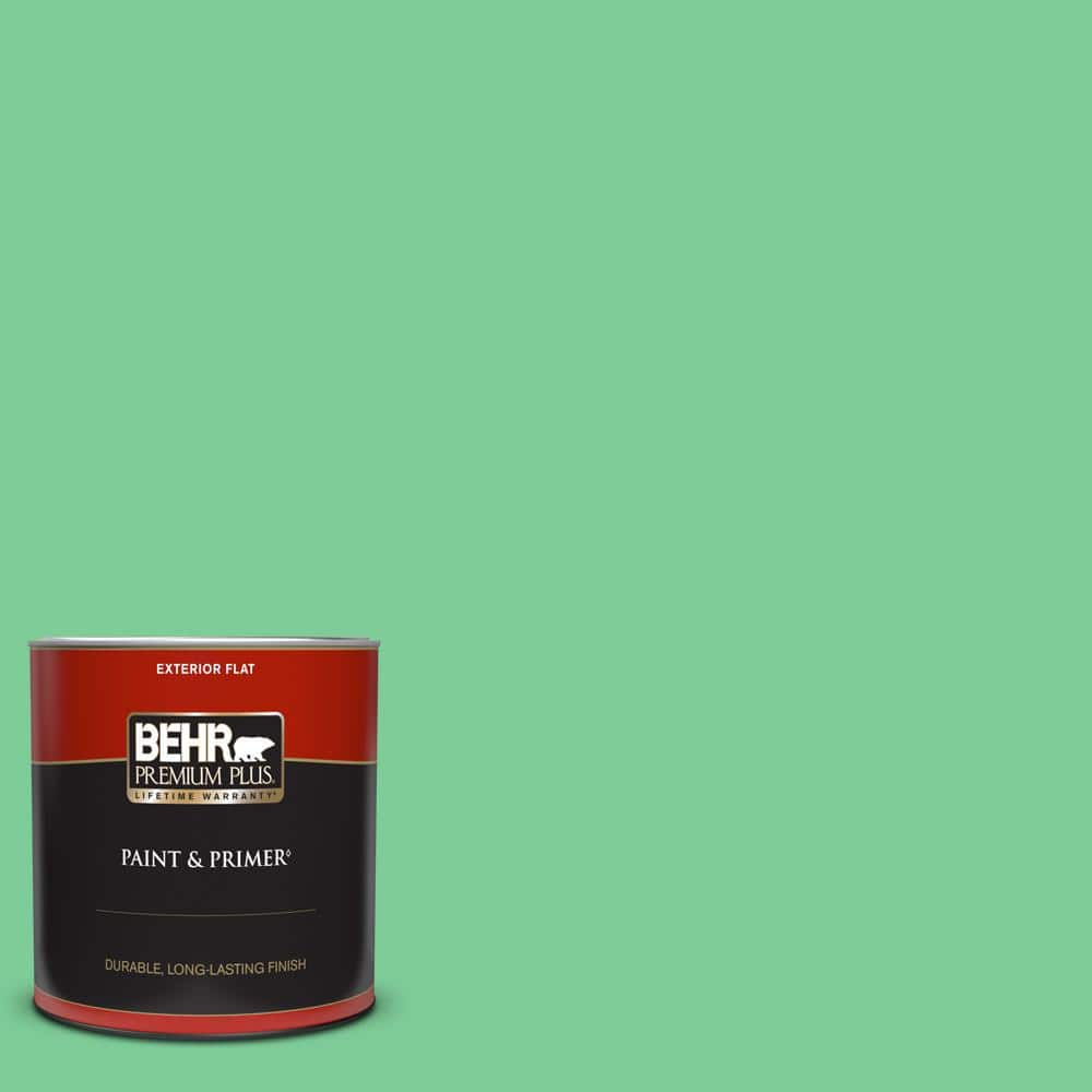 BEHR PREMIUM PLUS 1 qt. #460B-4 Garden Glow Flat Exterior Paint & Primer