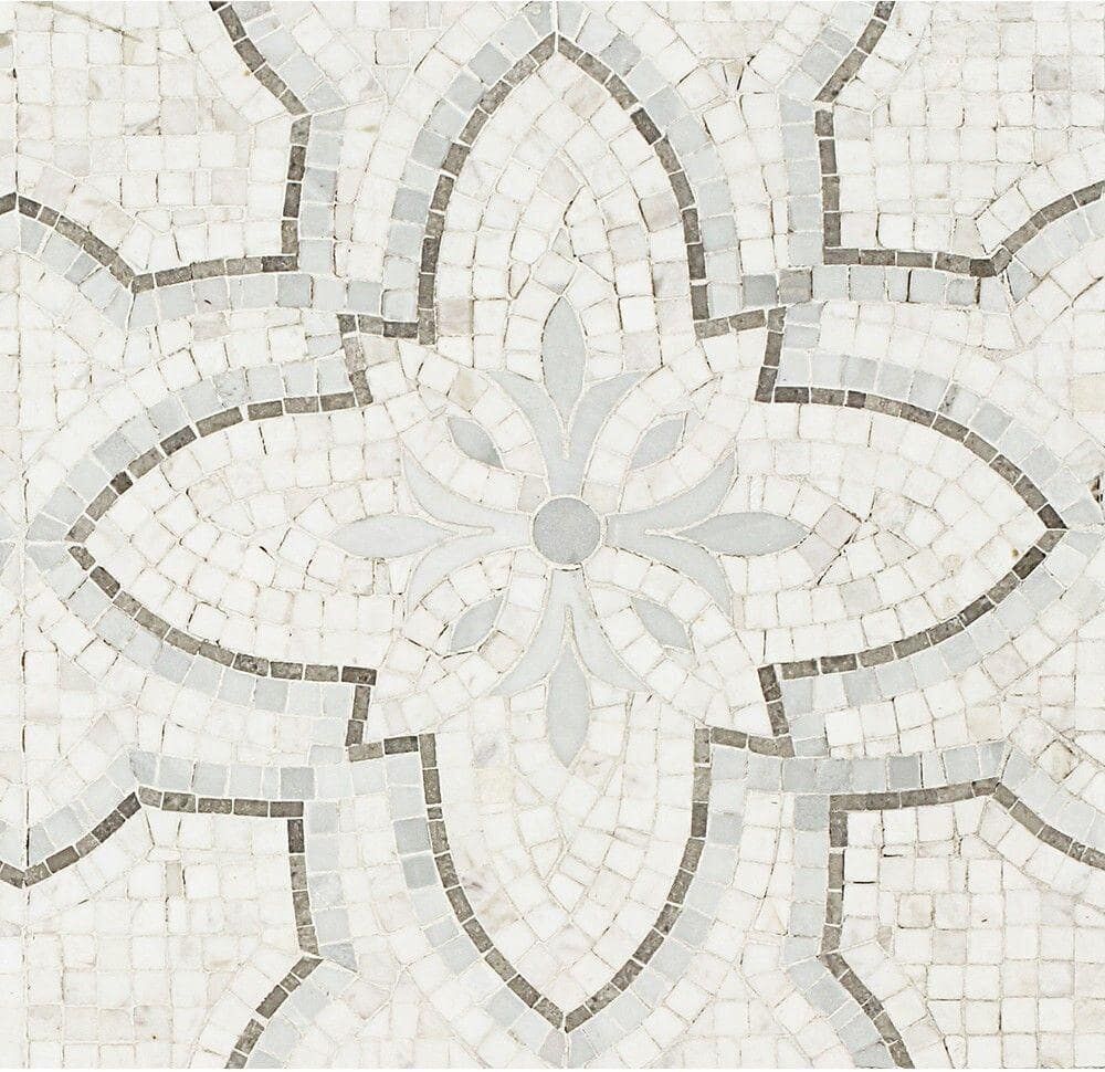 Ivy Hill Tile Garden White Gray 12 in. x 12 in. x 10 mm Marble Mosaic Tile