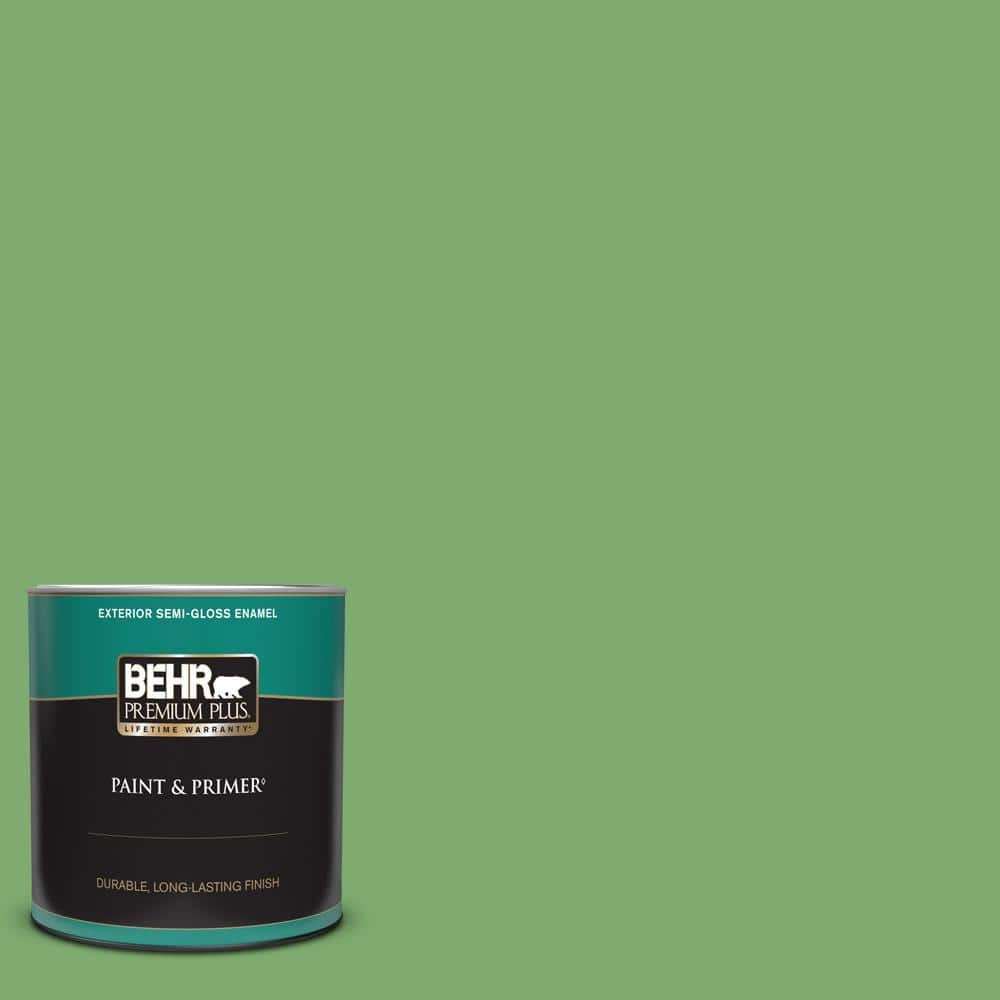 BEHR PREMIUM PLUS 1 qt. #M390-5 Sage Garden Semi-Gloss Enamel Exterior Paint & Primer