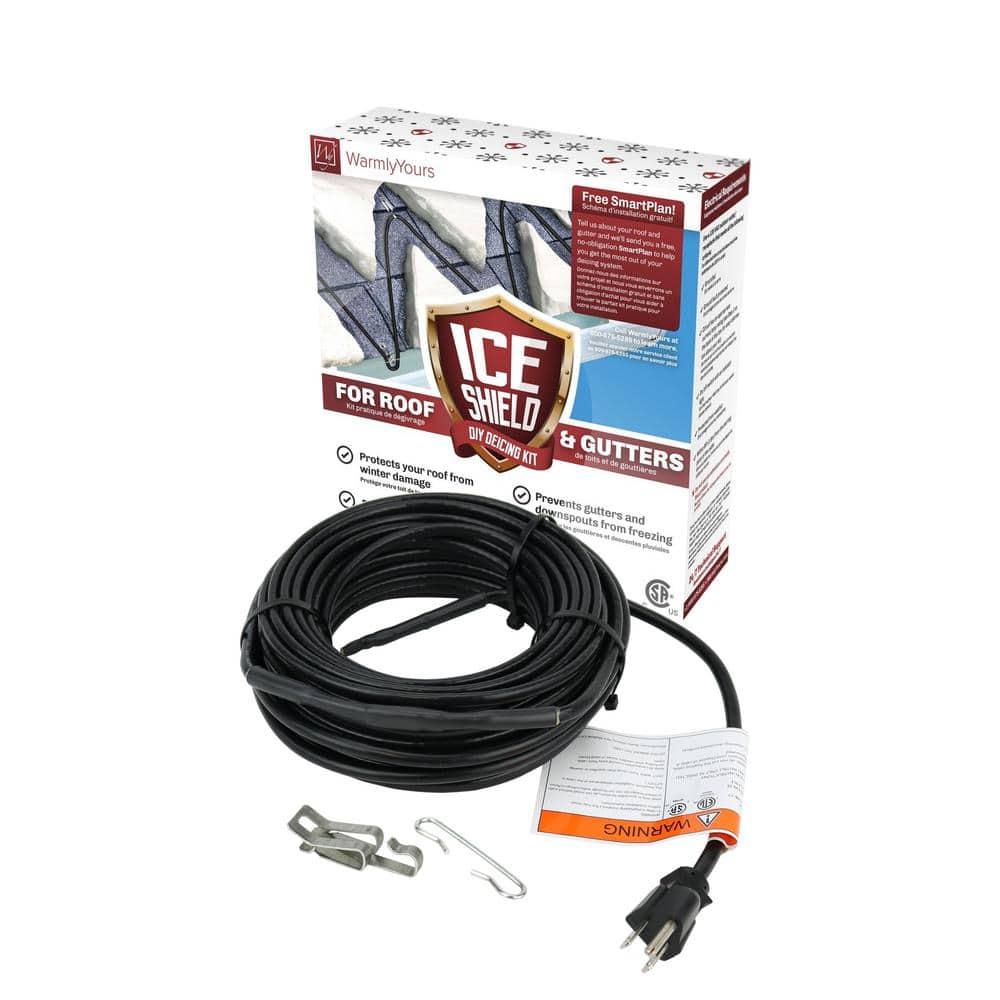 WarmlyYours Ice Shield Roof and Gutter Deicing Cable Kit, Plug-in, 120V (200 Ft)