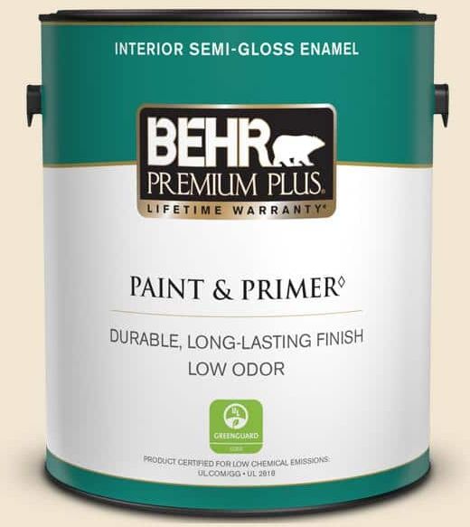 BEHR PREMIUM PLUS 1 gal. Home Decorators Collection #HDC-FL13-5 Rye Flour Semi-Gloss Enamel Low Odor Interior Paint & Primer