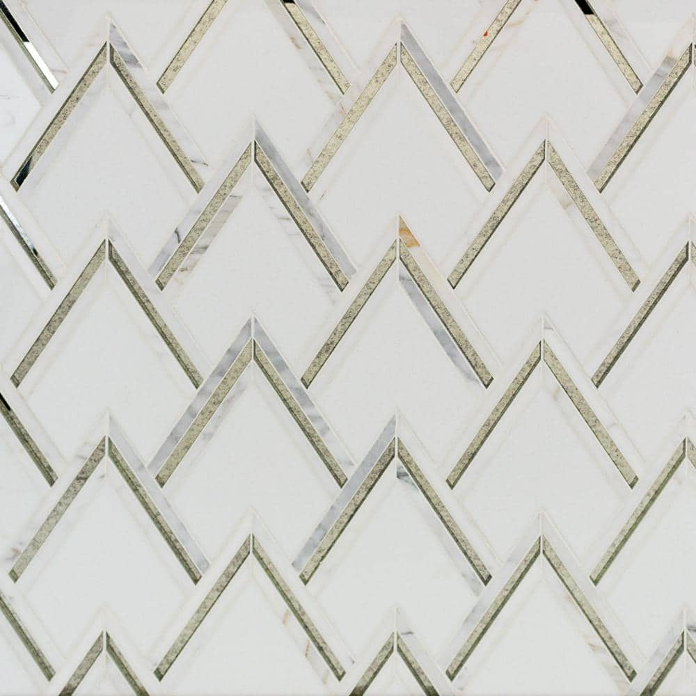 Ivy Hill Tile Ogee Antique Mirror 16.92 in. x 13.20 in. Polished Marble Mosaic Wall Tile (1.55 sq. ft./Each)