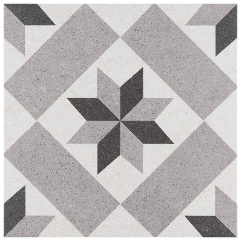 Merola Tile Vintage Star Grey 9-3/4 in. x 9-3/4 in. Porcelain Floor and Wall Tile (10.88 sq. ft./Case)