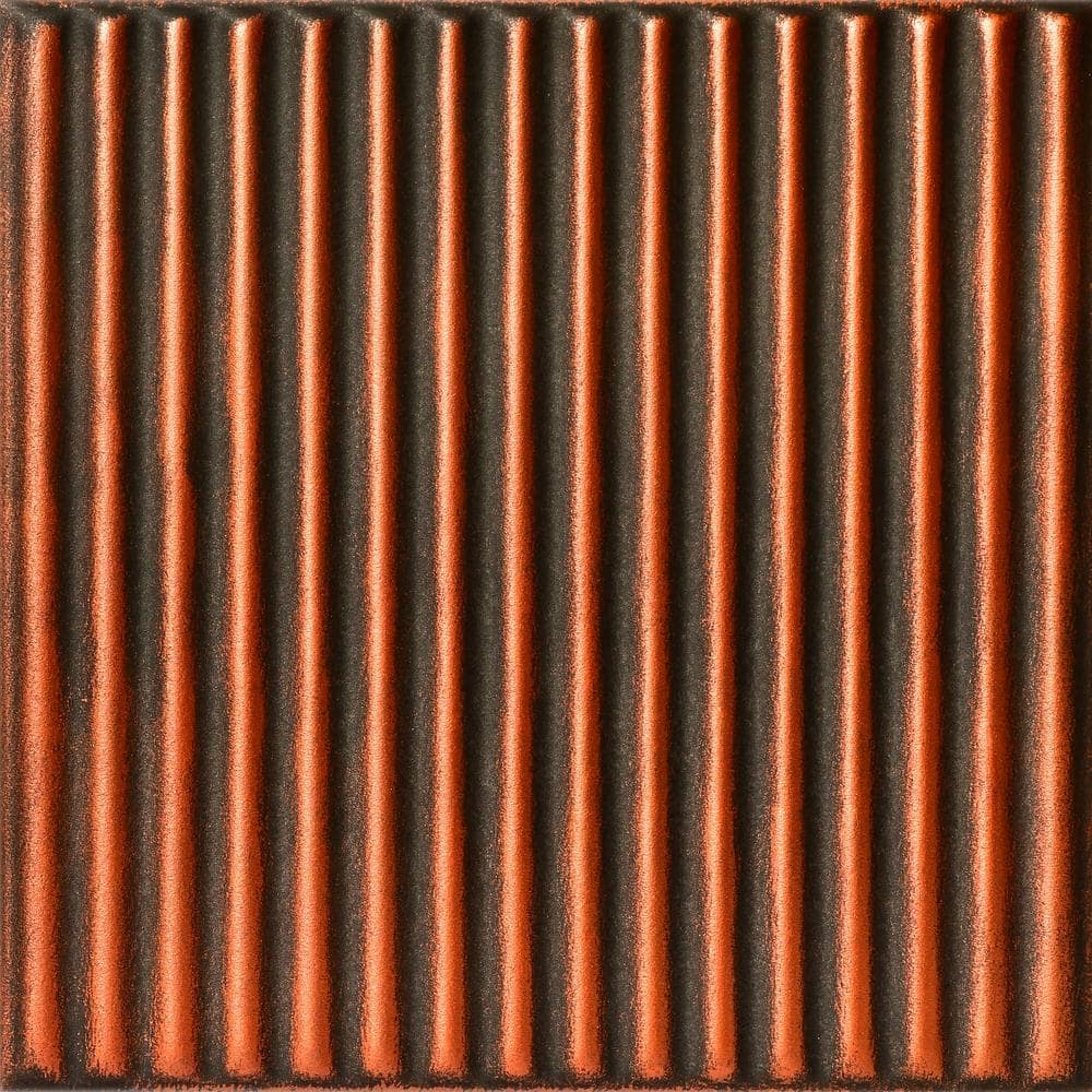 A La Maison Ceilings Corrugated Antique Copper 1.6 ft. x 1.6 ft. Decorative Foam Glue Up Ceiling Tile (21.6 sq. ft./case)