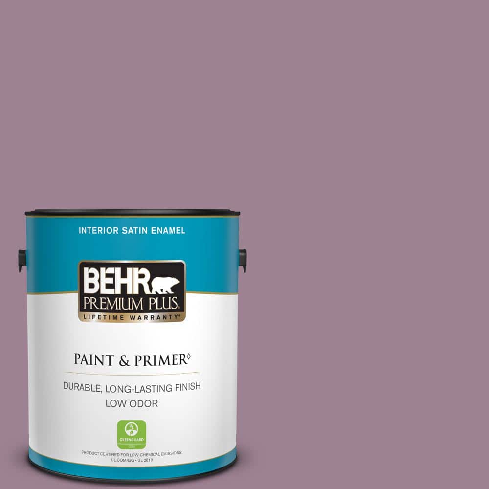 BEHR PREMIUM PLUS 1 gal. #S110-5 Garden Plum Satin Enamel Low Odor Interior Paint & Primer
