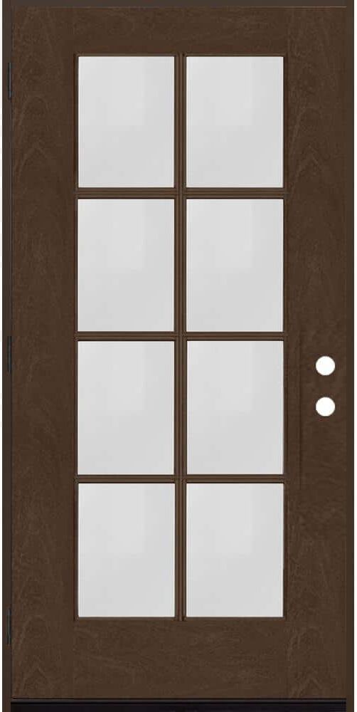 Steves & Sons Regency 36 in. x 80 in. Full 8-Lite Right-Hand/Outswing Clear Glass Hickory Stained Fiberglass Prehung Front Door