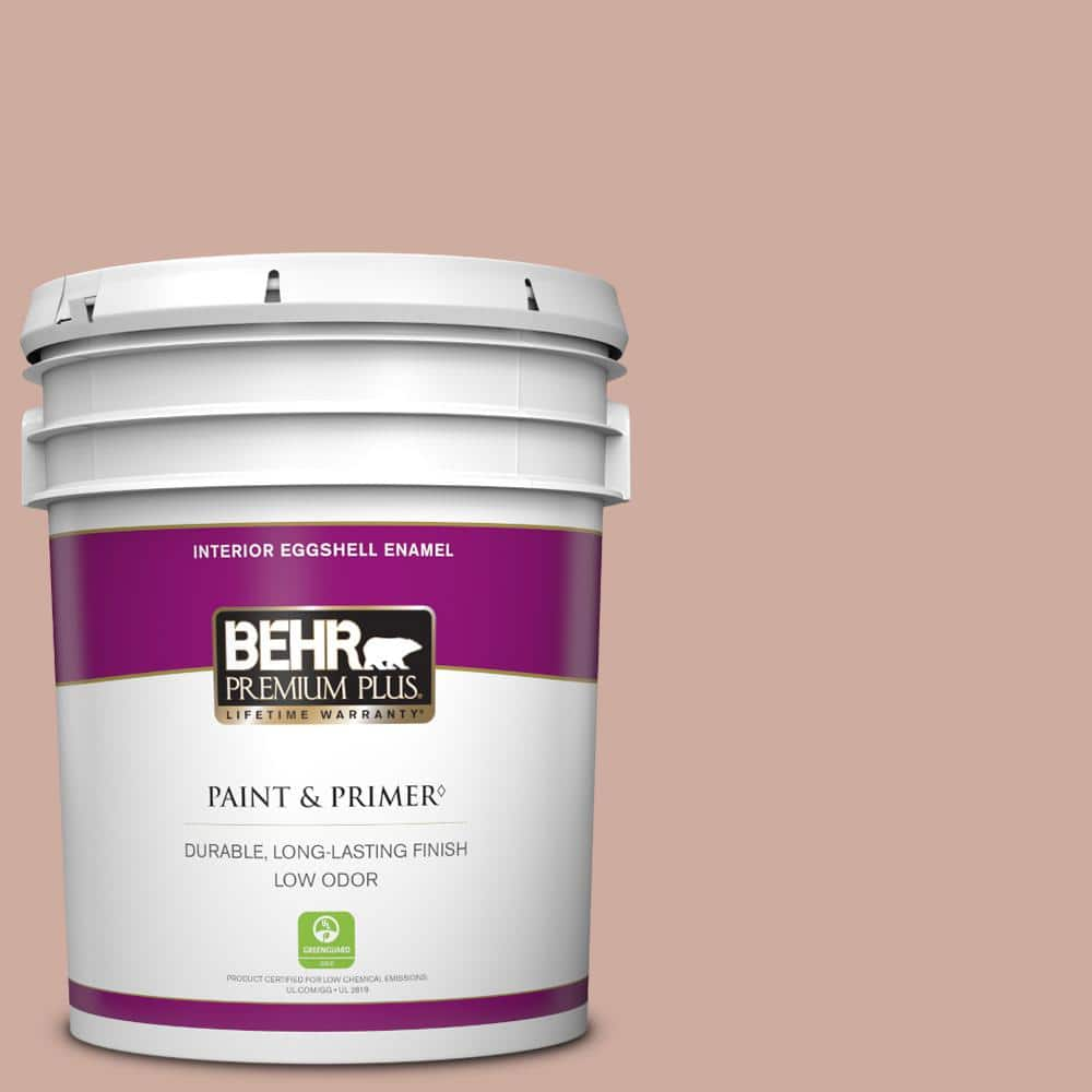 BEHR PREMIUM PLUS 5 gal. #MQ1-50 Art Deco Pink Eggshell Enamel Low Odor Interior Paint & Primer