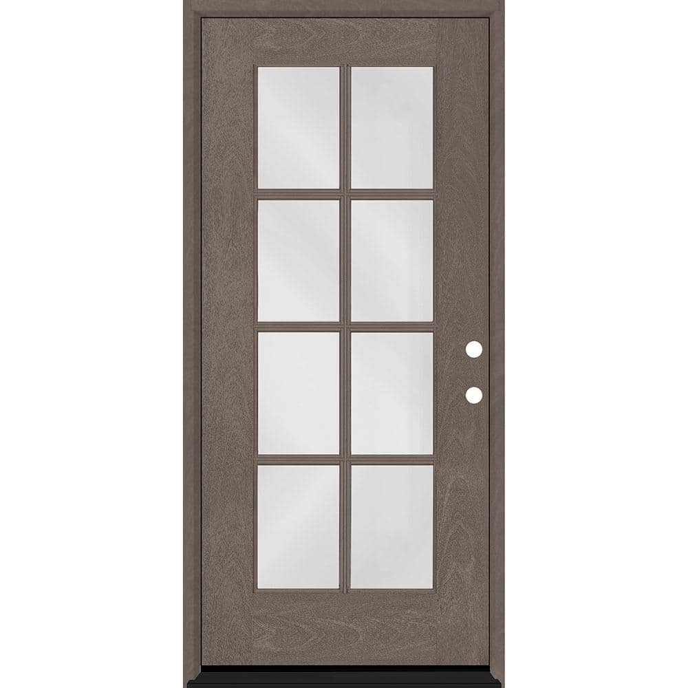 Steves & Sons Regency 36 in. x 80 in. Full 8-Lite Left-Hand/Inswing Clear Glass Ashwood Stained Fiberglass Prehung Front Door