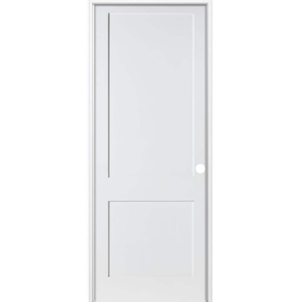 Krosswood Doors 32 in. x 96 in. Craftsman Shaker Primed MDF 2-Panel Left-Hand Solid Core Wood Single Prehung Interior Door