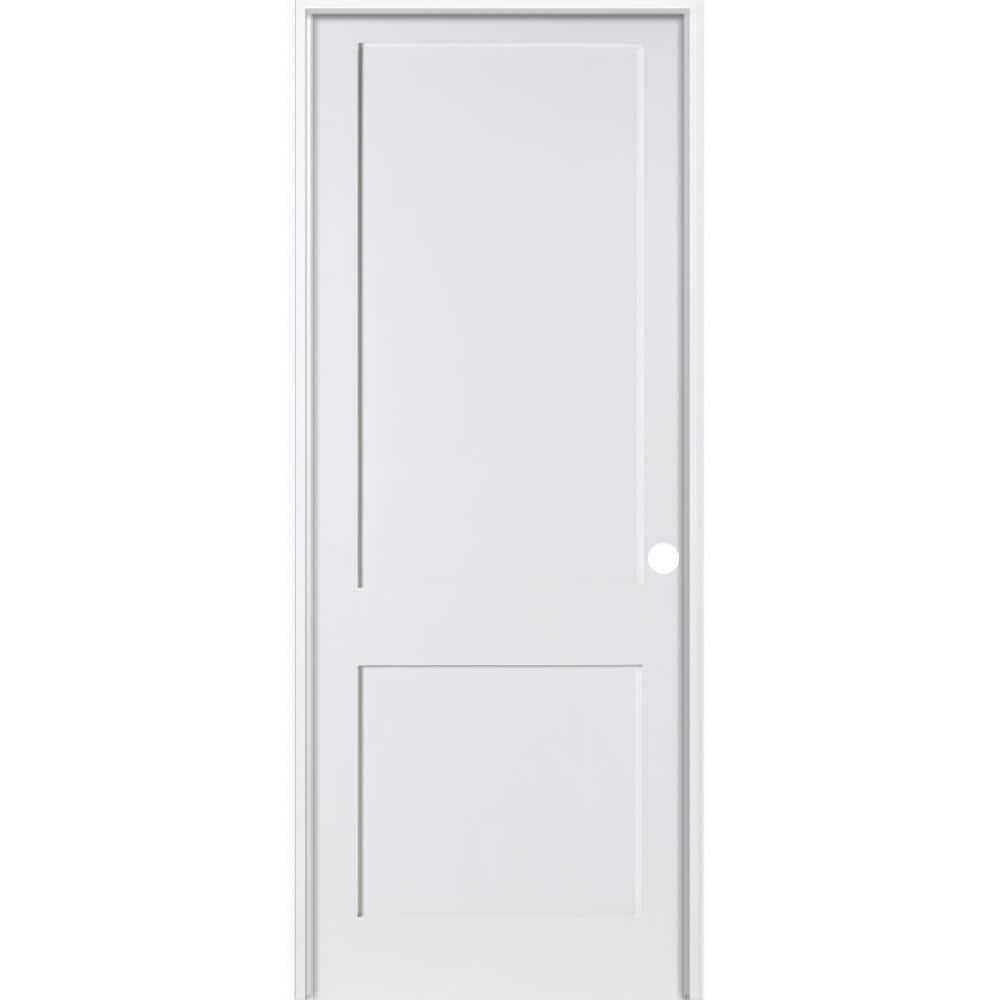 Krosswood Doors 36 in. x 96 in. Craftsman Shaker Primed MDF 2-Panel Hybrid Core Left-Hand Wood Single Prehung Interior Door