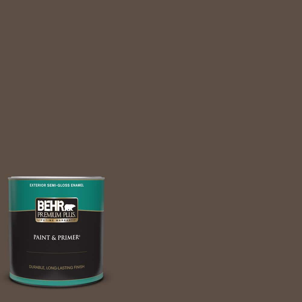 BEHR PREMIUM PLUS 1 qt. Home Decorators Collection #HDC-FL15-05 Warm Pumpernickel Semi-Gloss Enamel Exterior Paint & Primer