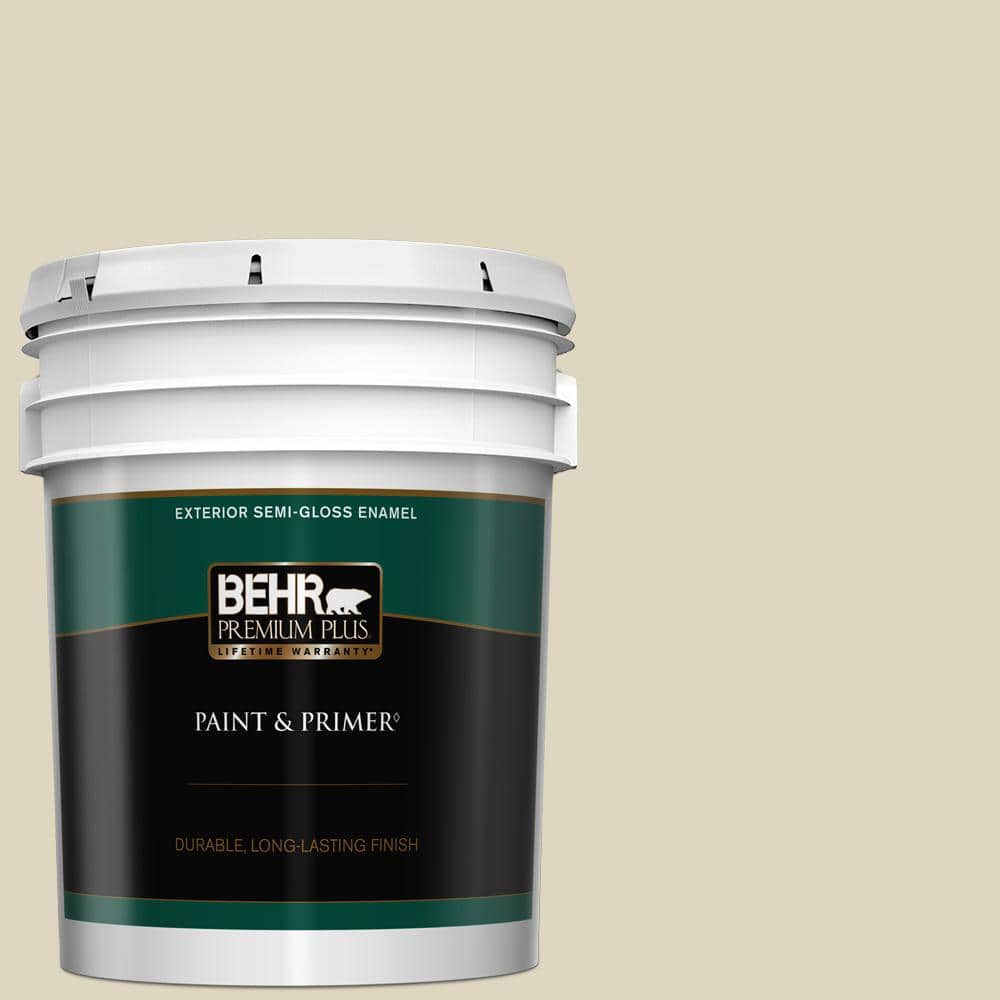 BEHR PREMIUM PLUS 5 gal. Home Decorators Collection #HDC-NT-15 Rococo Beige Semi-Gloss Enamel Exterior Paint & Primer