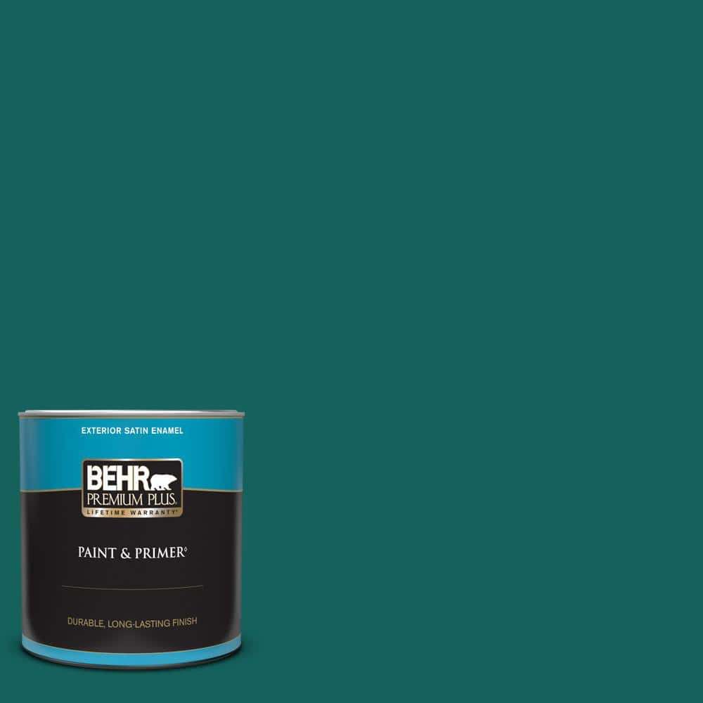 BEHR PREMIUM PLUS 1 qt. #S-H-490 Billiard Table Satin Enamel Exterior Paint & Primer