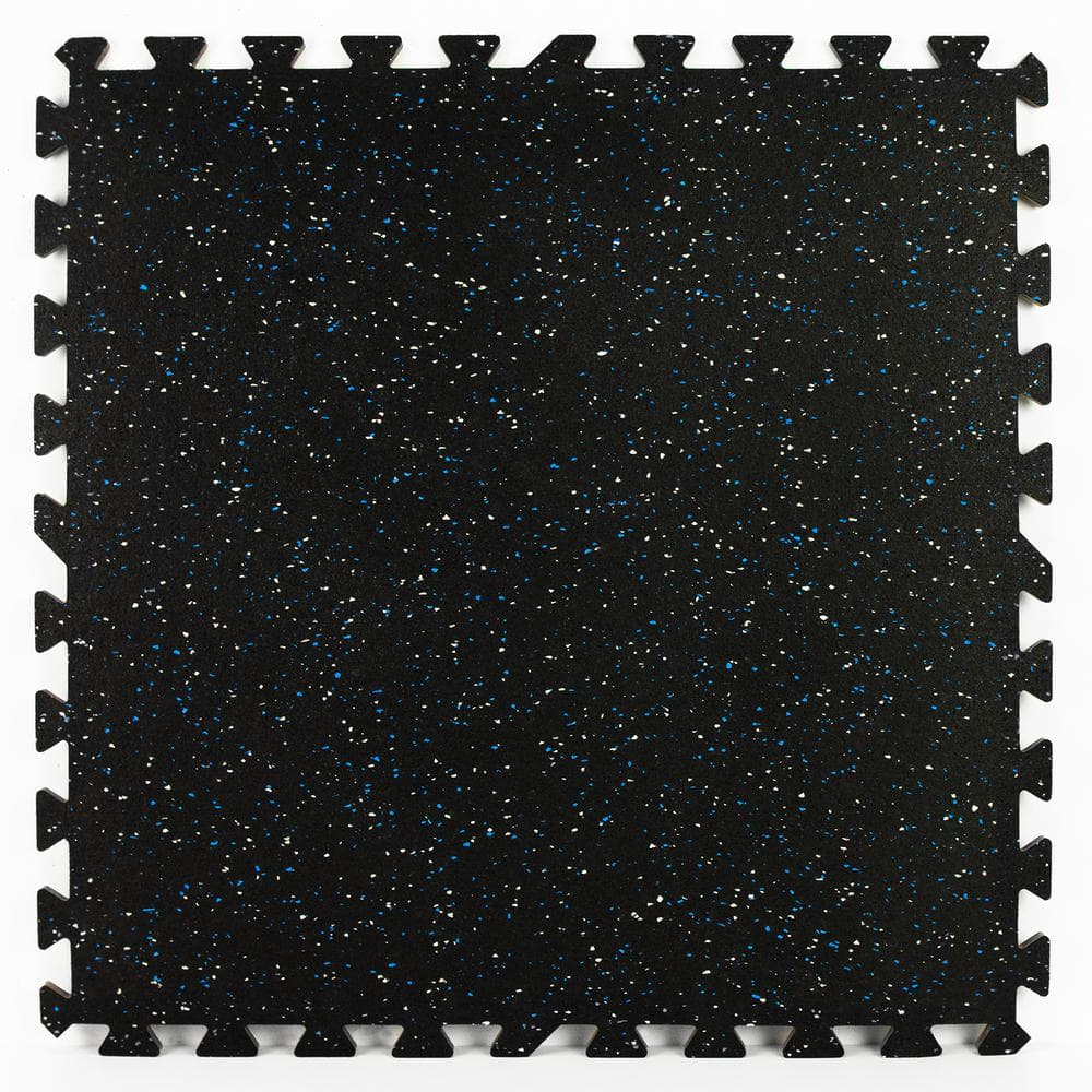 FloorPops Scoria Black 24 in. W x 24 in. x 0.47 in. Thick L Rubber Interlocking Exercise Floor Tiles (4 tiles/case)