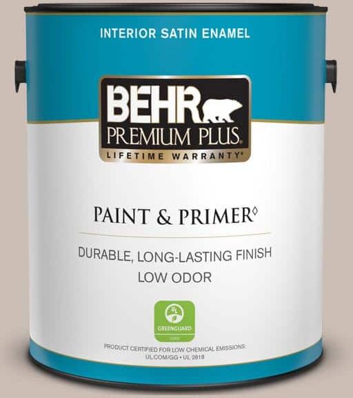 BEHR PREMIUM PLUS 1 gal. #N180-3 Race Track Satin Enamel Low Odor Interior Paint & Primer