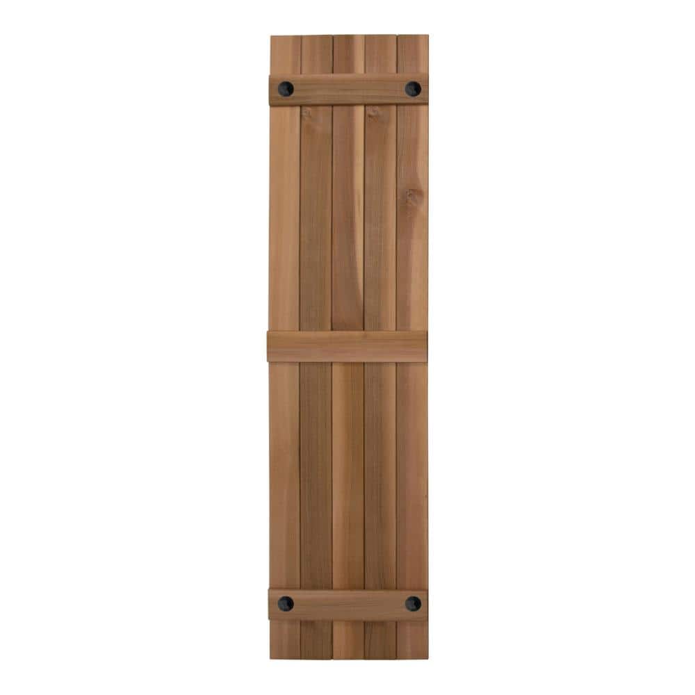 Design Craft MIllworks Grayson 15 in. x 36 in. Cedar Board and Batten Shutters Pair in Natural