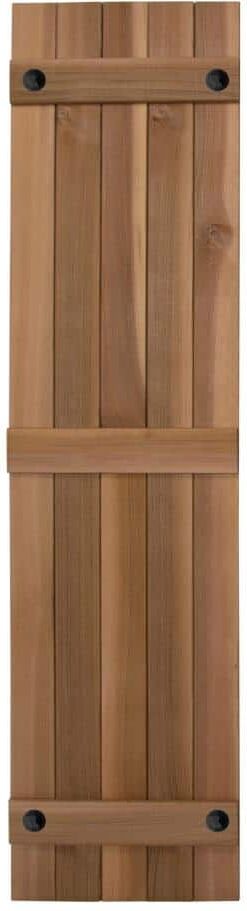 Design Craft MIllworks Grayson 15 in. x 64 in. Cedar Board and Batten Shutters Pair in Natural Cedar