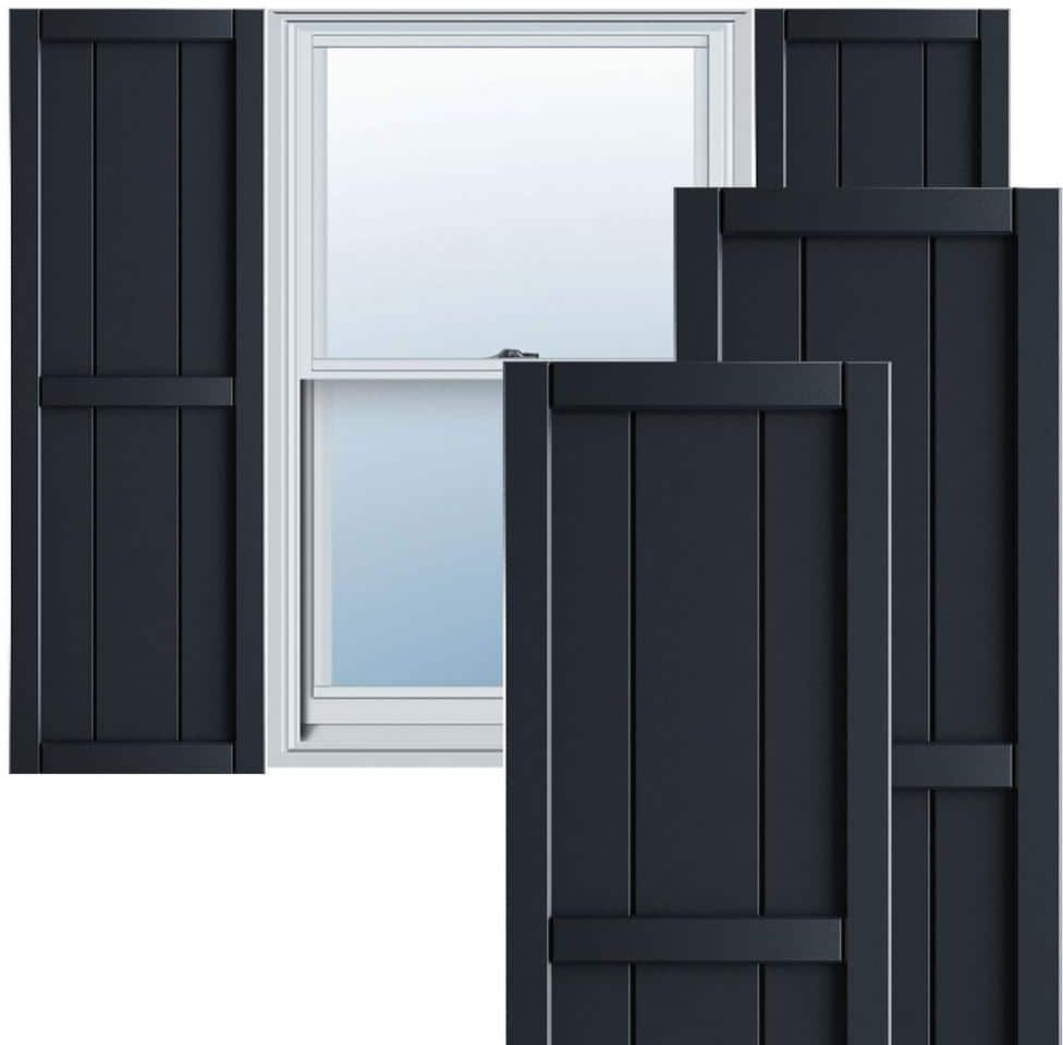 Ekena Millwork 10-3/4 in. x 47 in. True Fit PVC Two Board Framed Board and Batten Shutters Pair in Starless Night Blue