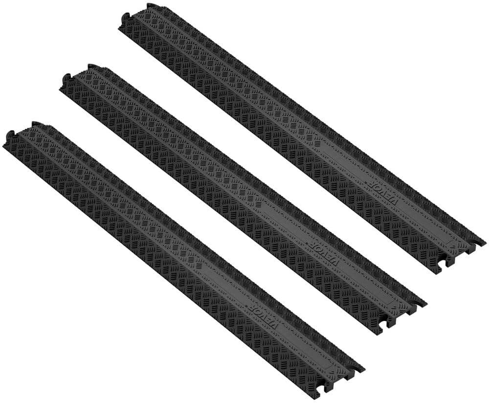 VEVOR 39 in. x 5 in. Cable Protector Ramp 2000 lbs. Load Raceway Cord Cover Speed Bump for Traffic Home Warehouse (3-Pack)