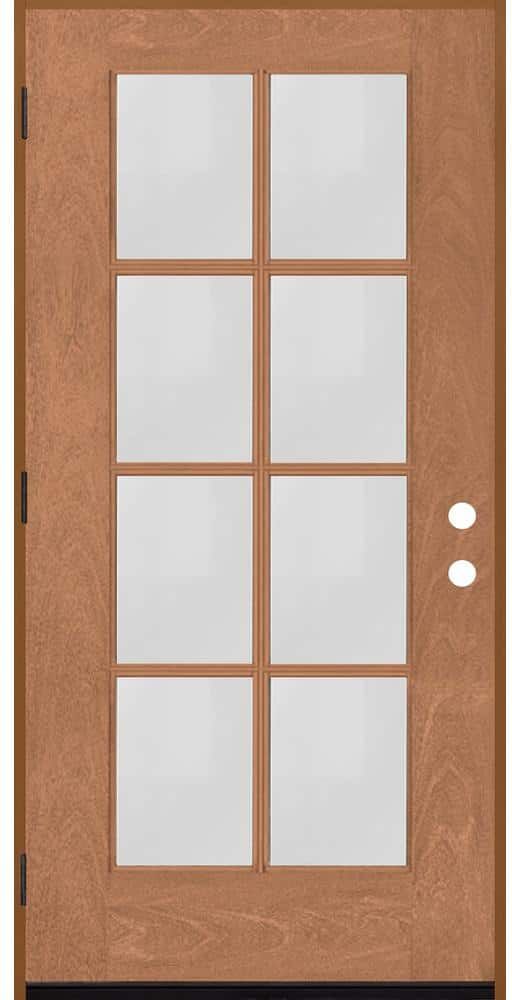 Steves & Sons Regency 36 in. x 80 in. Full 8-Lite Right-Hand/Outswing Clear Glass Autumn Wheat Stained Fiberglass Prehung Front Door