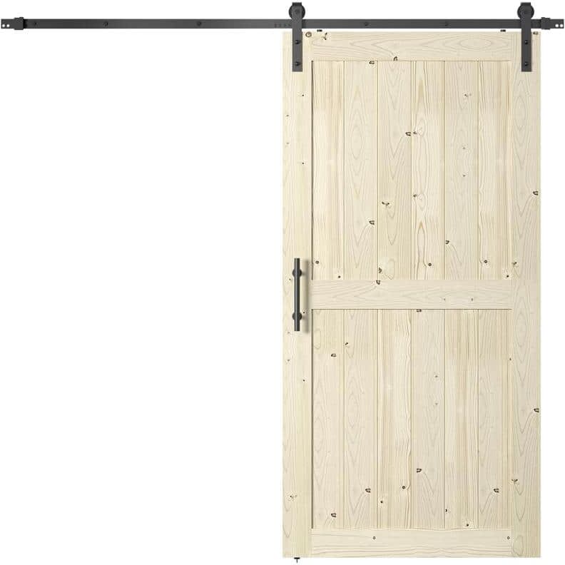 COAST SEQUOIA INC K Series 42 in. x 84 in. Knotty Unfinished Wood Sliding Door with Hardware Kit