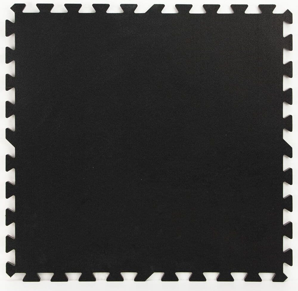 FloorPops Obsidian Black 24 in. W x 24 in. L x 0.47 in. Thick Rubber Interlocking Exercise Floor Tiles (4 tiles/case)