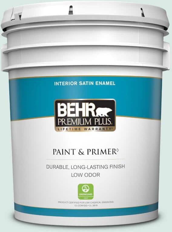 BEHR PREMIUM PLUS 5 gal. Home Decorators Collection #HDC-WR15-5 Arctic Flow Satin Enamel Low Odor Interior Paint & Primer