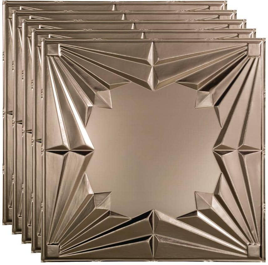 Fasade Art Deco 2 ft. x 2 ft. Brushed Nickel Lay-In Vinyl Ceiling Tile (20 sq. ft.)