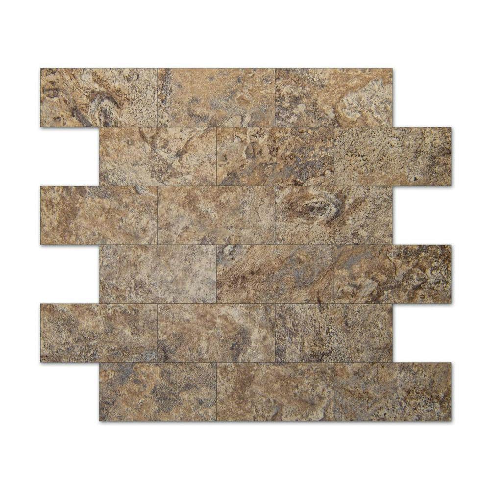 Art3d Light Brown 13.5 in. x 11.4 in. PVC Peel and Stick Tile for Kitchen Backplash, Bathroom, Fireplace (9.6 sq. ft./box)