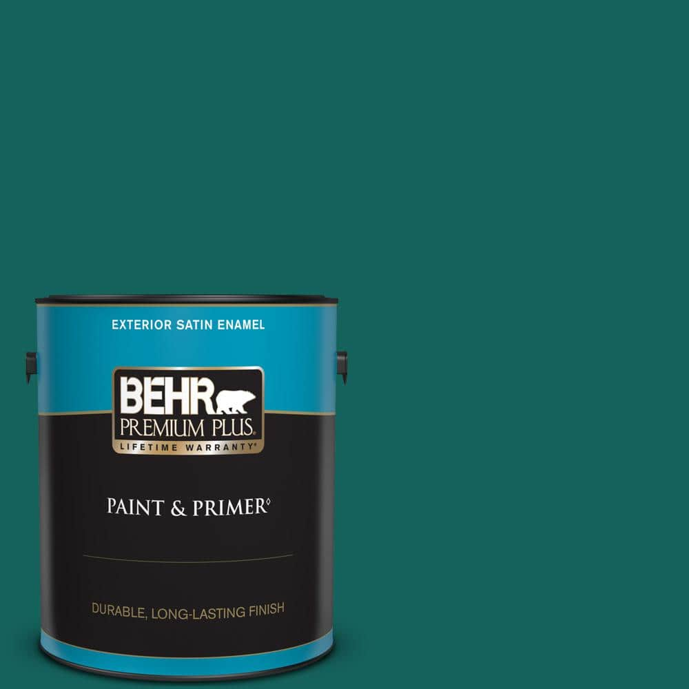 BEHR PREMIUM PLUS 1 gal. #S-H-490 Billiard Table Satin Enamel Exterior Paint & Primer