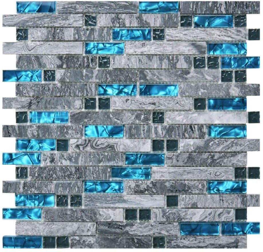 Art3d Blue 12 in. x 12 in. Glass Mosaic Tile for Kitchen Backsplash or Bathroom Backsplash (5 sq. ft./Box)