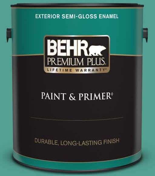 BEHR PREMIUM PLUS 1 gal. Home Decorators Collection #HDC-WR15-9 Aqua Revival Semi-Gloss Enamel Exterior Paint & Primer