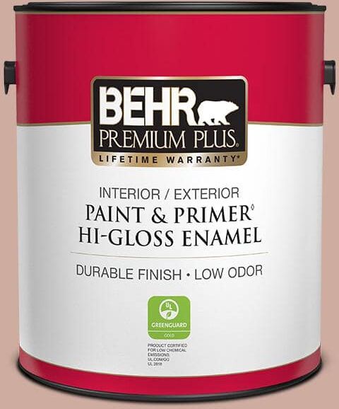 BEHR PREMIUM PLUS 1 gal. #MQ1-50 Art Deco Pink Hi-Gloss Enamel Interior/Exterior Paint & Primer